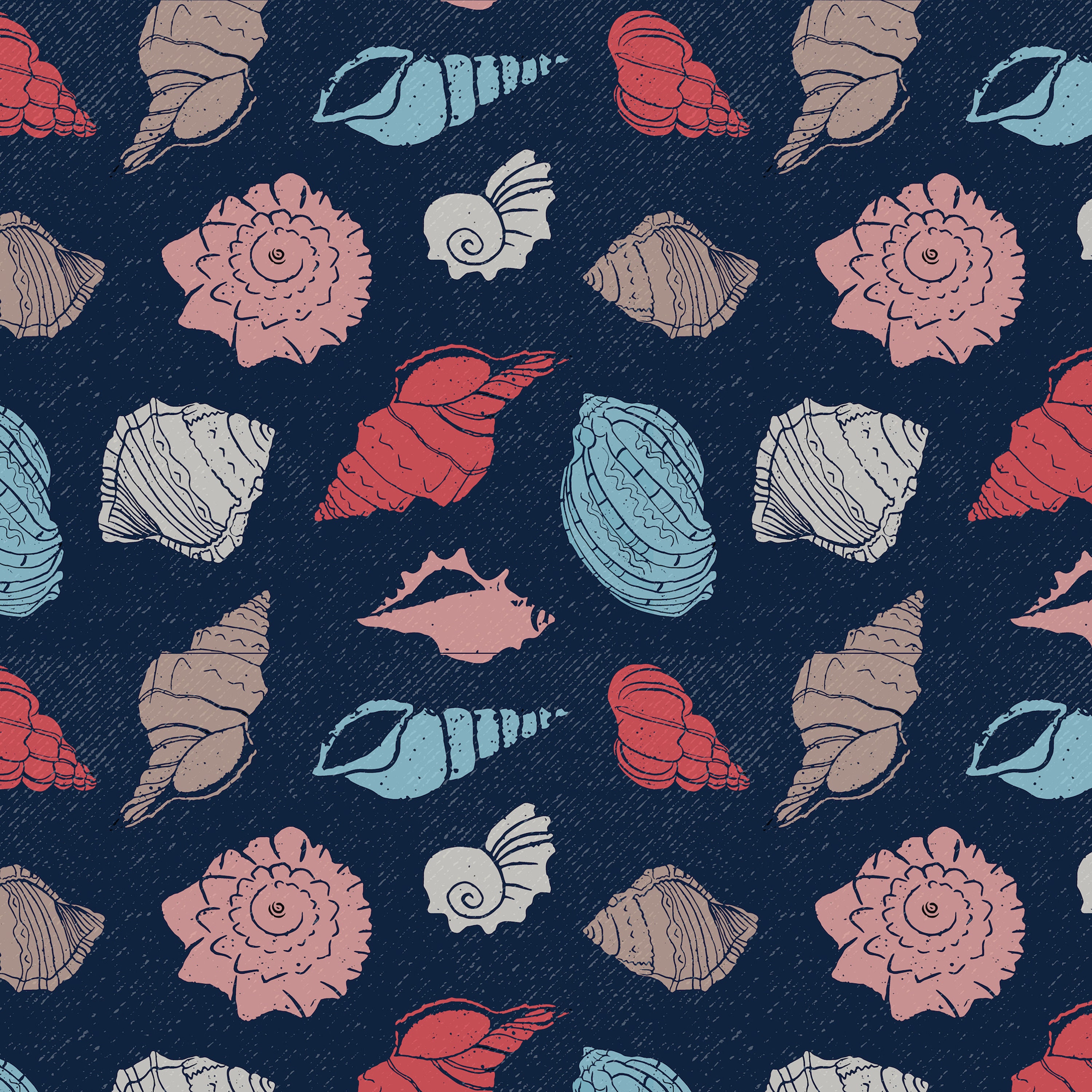 Seashells fabric by the yard nautical home decor fabric navy Etsy