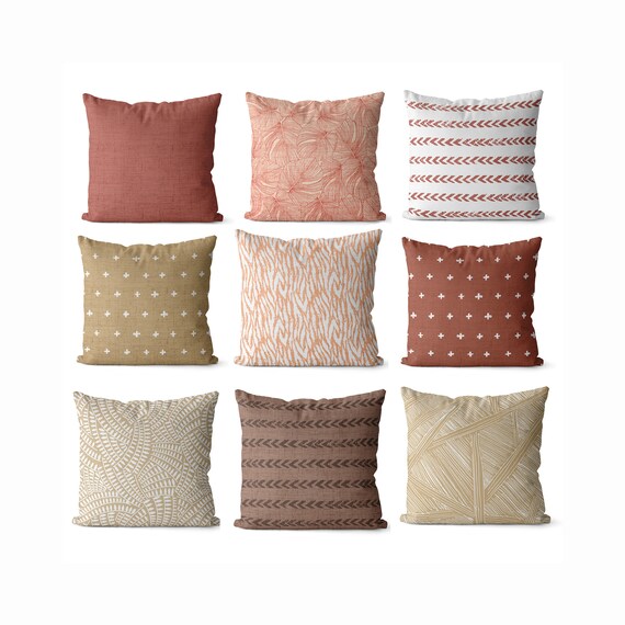 Boho Pillow Covers for Living Room Tan Pink Decor Boho Style Etsy