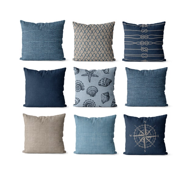 Navy and Tan Pillow Covers Etsy