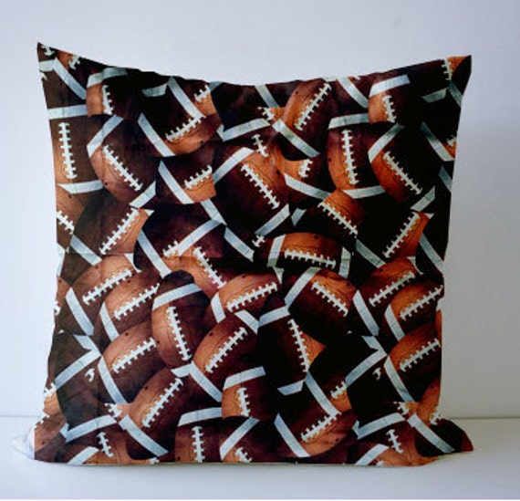 Items similar to Football pillow cover 18x18 inch cotton fabric cushion cover sports decor
