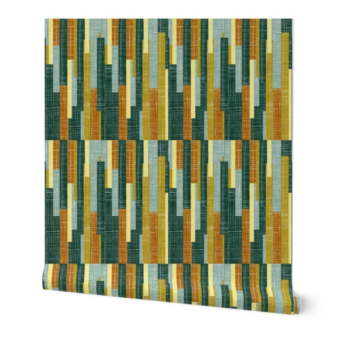 Mid century modern wallpaper green distressed texture Etsy