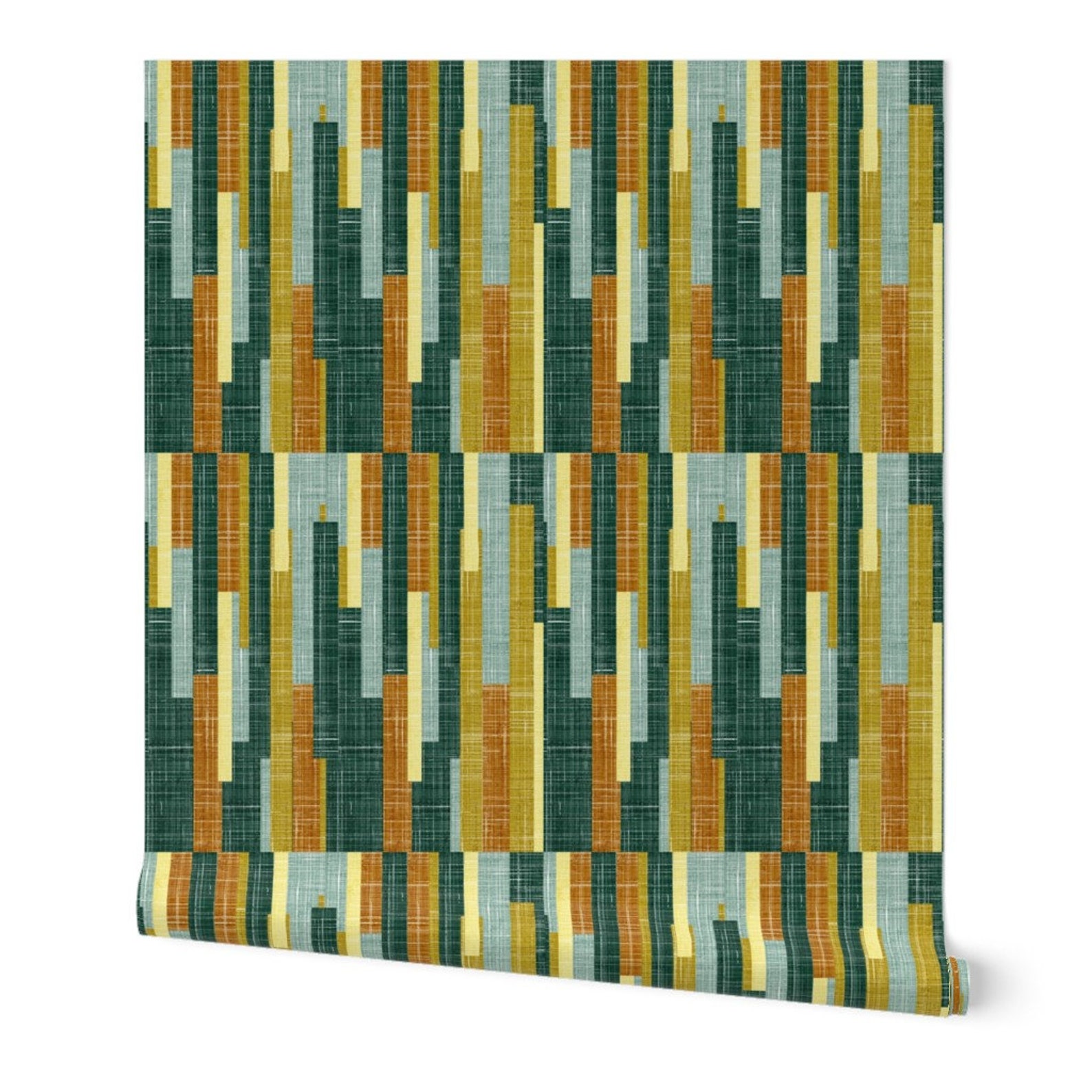 Mid century modern wallpaper green distressed texture Etsy