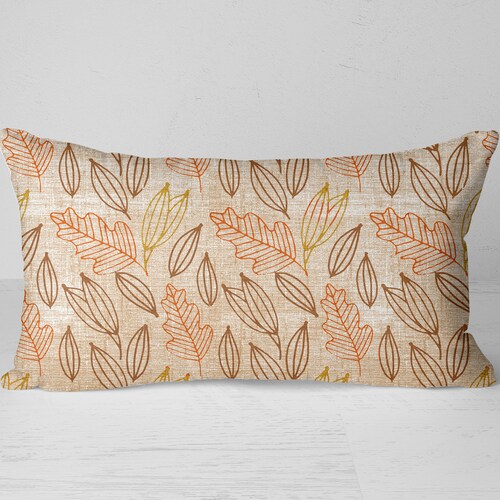 Fall Leaves Lumbar Pillow Cover 12x20 Orange Brown Leaves Etsy