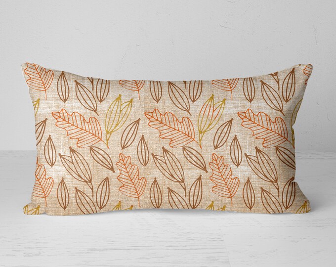 Fall Leaves Lumbar Pillow Cover 12x20 Orange Brown Leaves Etsy