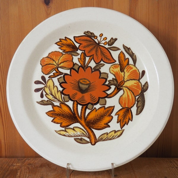 Palissy Kismet Plate - 70s Brown & Orange Floral Dinner Plate