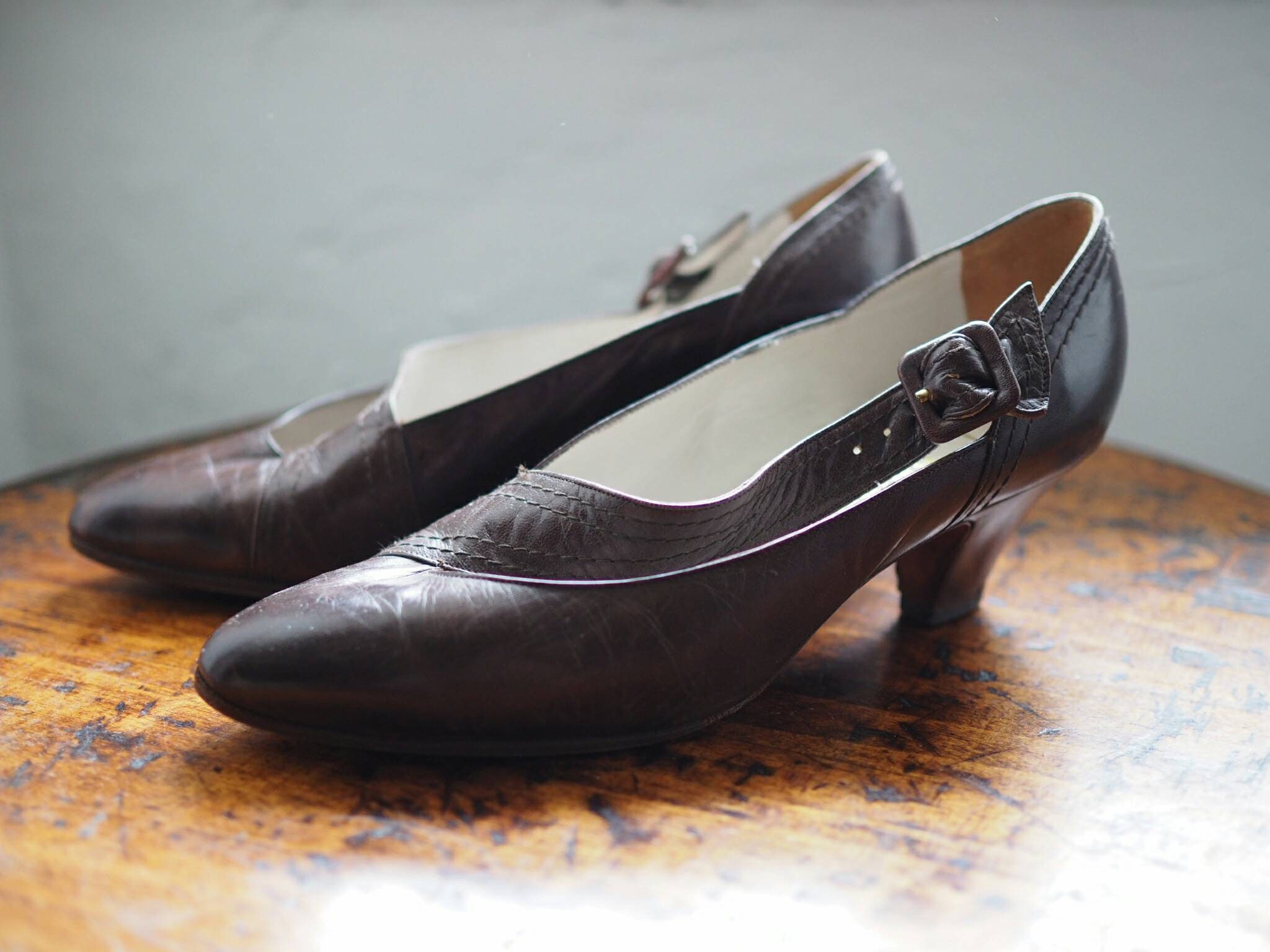 Vintage Bally Shoes Brown Leather Shoes Slip on Shoes with