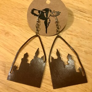 Leather Castle Silhouette Earrings