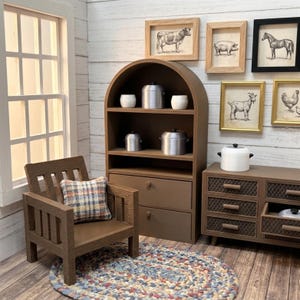 3D Printed Doll house set - Furniture Brown Color - 1:12 Scale Doll House arch Furniture, cookware kitchen miniature