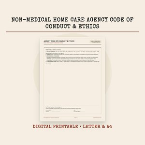 Retro Vintage Non-Medical Home Care Agency Code of Conduct and Ethics Template | Startup Agency Form PDF | US Letter and A4