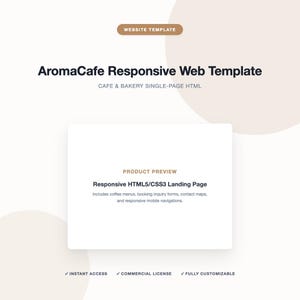 AromaCafe Responsive Website Template | Café and Bakery Landing Page | Single Page HTML