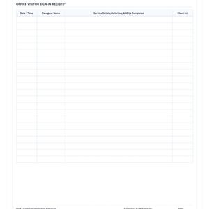 Adl Guide.pdf Registre des visiteurs pour les soins à domicile non médicaux | Modèle ...