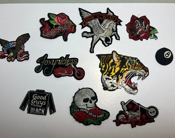 BULK LOT Vintage sew on biker patches for clothes