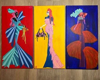 THE PRIMARIES: fashion fantasy paintings, fashion artwork, fashion art, fashion fantasy color theory themed