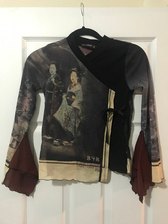 Cop Copine 90s mesh top, geisha theme top, geisha