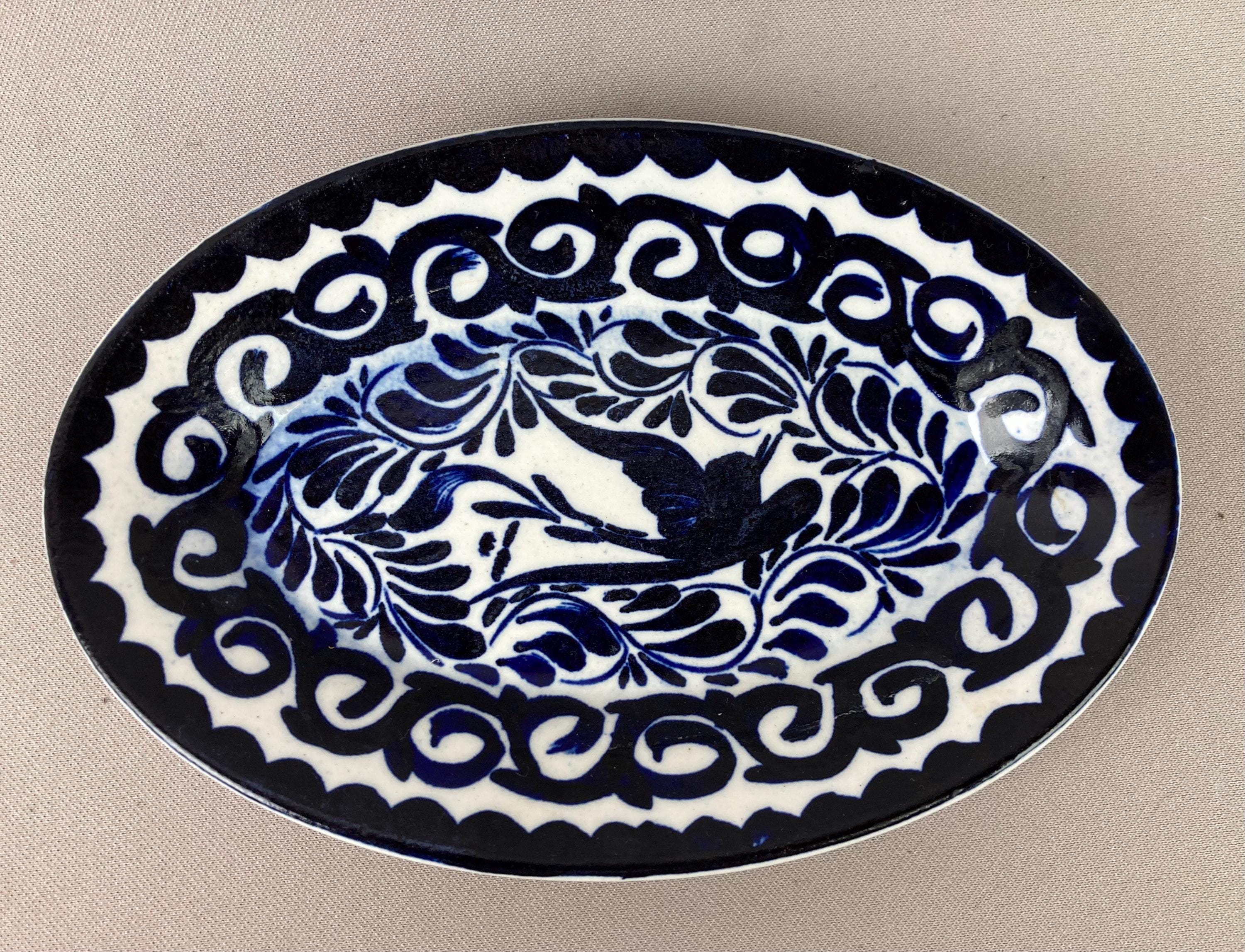 Blue Floral Vintage Platter - Etsy