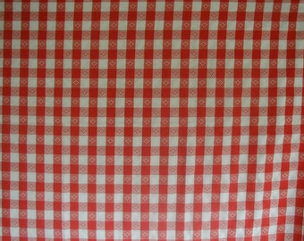 Vintage Tablecloth, Classic Red and White Checks, Picnic Tablecloth, Large Size, 60 x 101", Easy Care Fabric, Farmhouse Chic