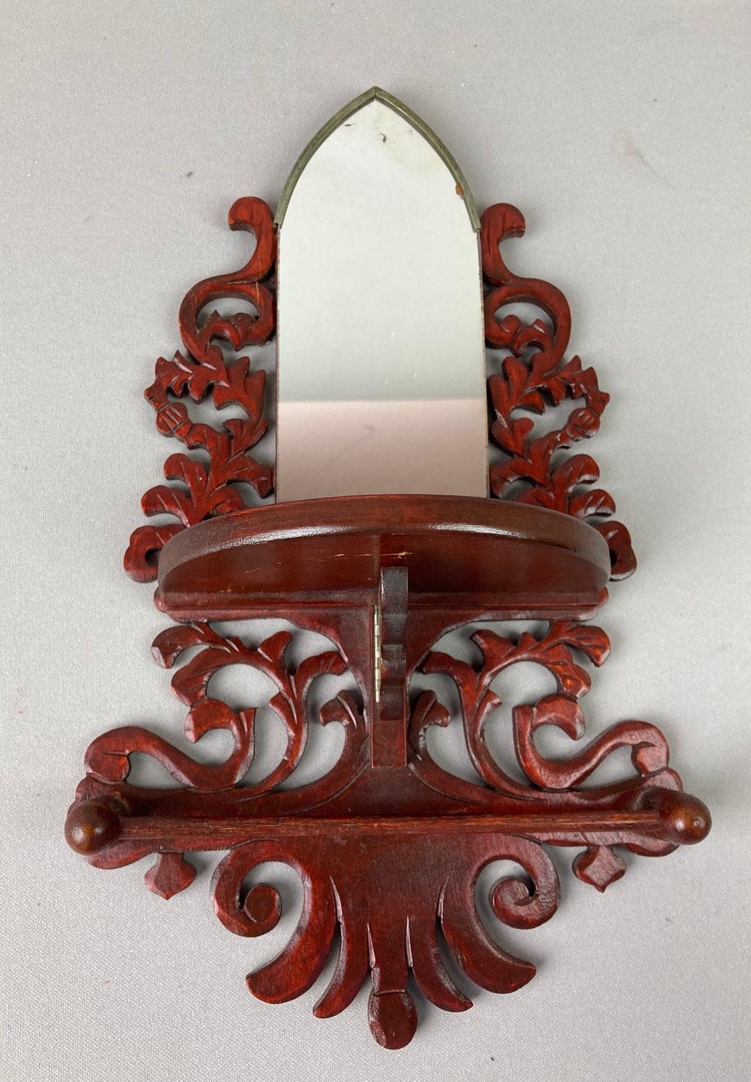 Antique Wall Mirror With Shelf, Intricate and Lovely Wood Carving ...