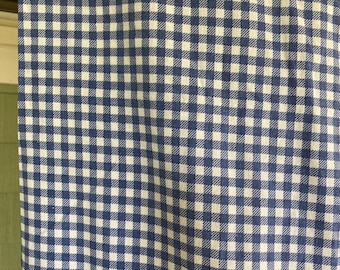 Vintage, Bed Sheet Set, 2 Pieces, 1 Fitted Sheet, 1 Pillowcase, King Bed Size, "Cuddledown" Brand, Blue and White Gingham Check, 100% Cotton