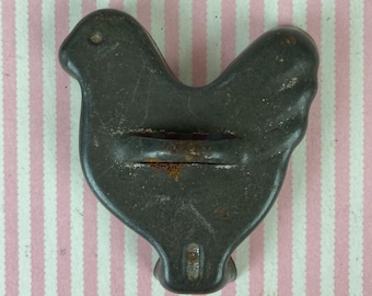 Vintage Cookie Cutter, Miniature, Chicken, Child's Toy, with Patina, Measures 2 1/8" tall x 2" wide x 3/8", Easter Sugar Cookies