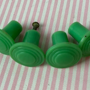 Vintage Drawer/ Cupboard Knobs, Group of 4, One" Diameter, Plastic Knobs,  Jadeite Green Color, Farmhouse