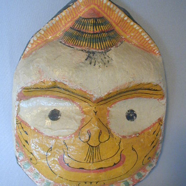 Vintage Paper Mache Asian Mask Wall Decor