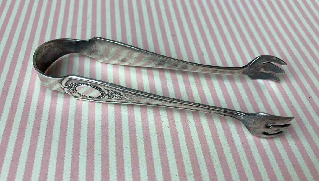 Vintage Sugar Tongs, Art Deco Style, Small Size, Measure 4 3/4 Long, Silver Plate, Community