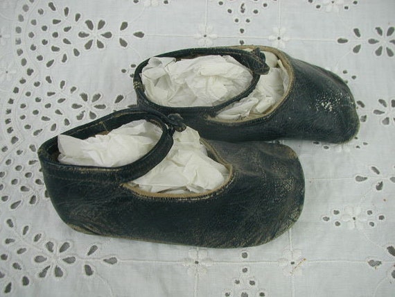 Antique Leather Baby Shoes, Victorian Baby Shoes, "Ma… - Gem