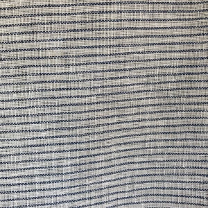 Vintage Pair of Curtains, Ralph Lauren, Pair of Curtains, Woven Stripe, Semi-Sheer, With Rod Pocket and Tabs, Navy and Light Gray