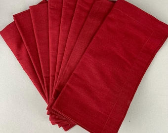 Vintage Table Napkins, Set of 8, UNUSED, Crate and Barrel Brand, 100% Cotton, Crimson Red, Measures 21" Square