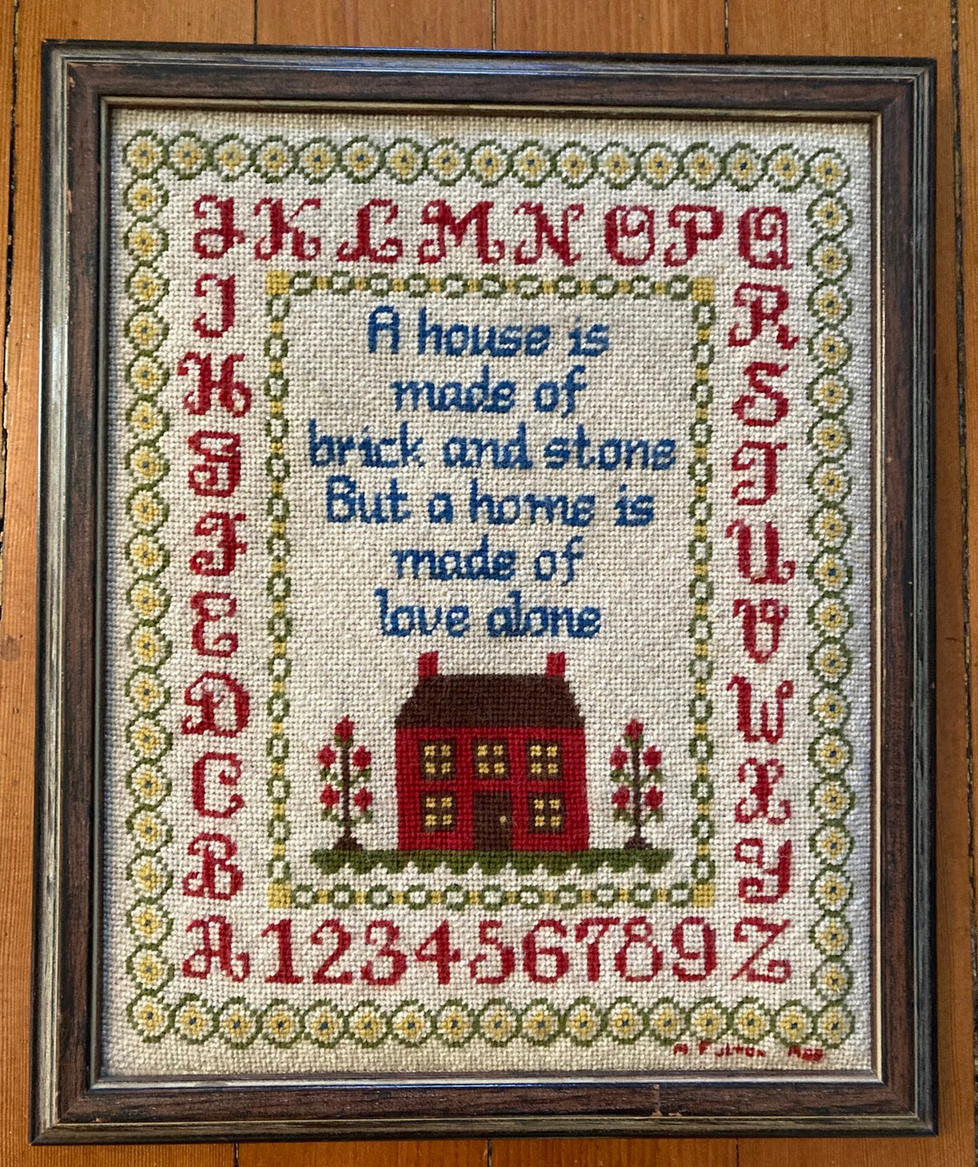 Vintage Sampler Wool Needlepoint Alphabet Red - Etsy