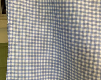 Vintage Curtains, Pair of Curtains with Curtain Valance, 39" long x 61" wide,  Valance 17 x 86", Blue and White Gingham Check, Polyester
