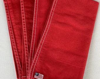 Napkins, Set of 4, Ralph Lauren Napkins, UNUSED Napkins, 19 x 19", Bright  Red, 100% Cotton, Extra Napkins, Buffet Napkins
