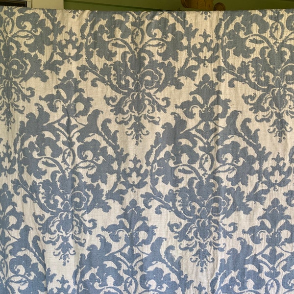 Vintage Pottery Barn Duvet Cover, King Bed Size, Blue and White Damask, Designer Weight Fabric, Woven Pattern, 100% Cotton