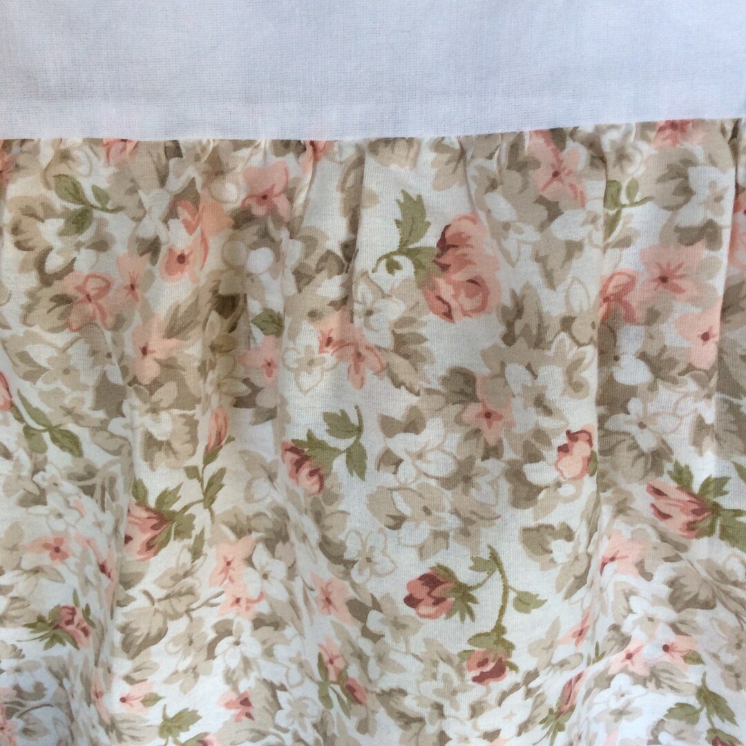 Vintage Bed Skirt King Bed Size Floral Print Pink Flowers Etsy