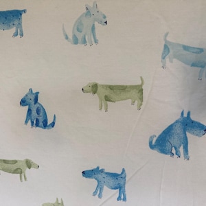 Vintage Duvet Cover, Twin Bed Size, Pottery Barn,  Adorable "Dog" Print, 100% Cotton Fabric, Measures 64 x 86", Reversible, Button Closure