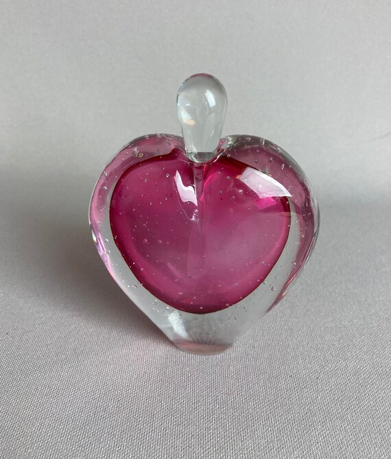 Vintage Perfume Bottle, Pink and Clear, Heart Shap
