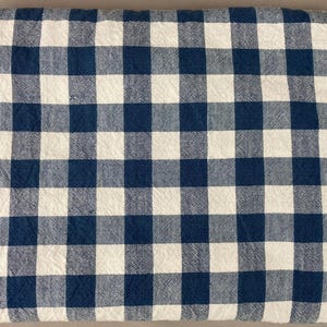 Vintage Tablecloth, Blue and White Gingham Checks, Rectangular Shape with Rounded Corners, Measures 78 x 56", 100% Cotton, Picnic Tablecloth