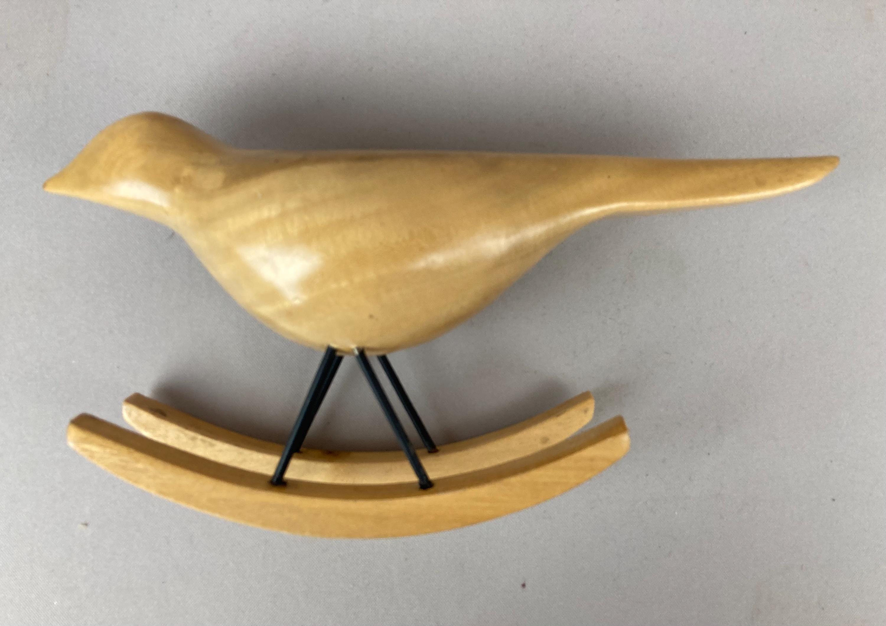 Vintage, Wooden Rocking Bird, Home Decor, Blond Wood,metal Legs, Table ...