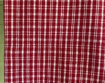 Vintage Tablecloth, Red and White Woven Plaid, Measures 53 x 84", 100% Cotton, Reversible, Farmhouse Tablecloth