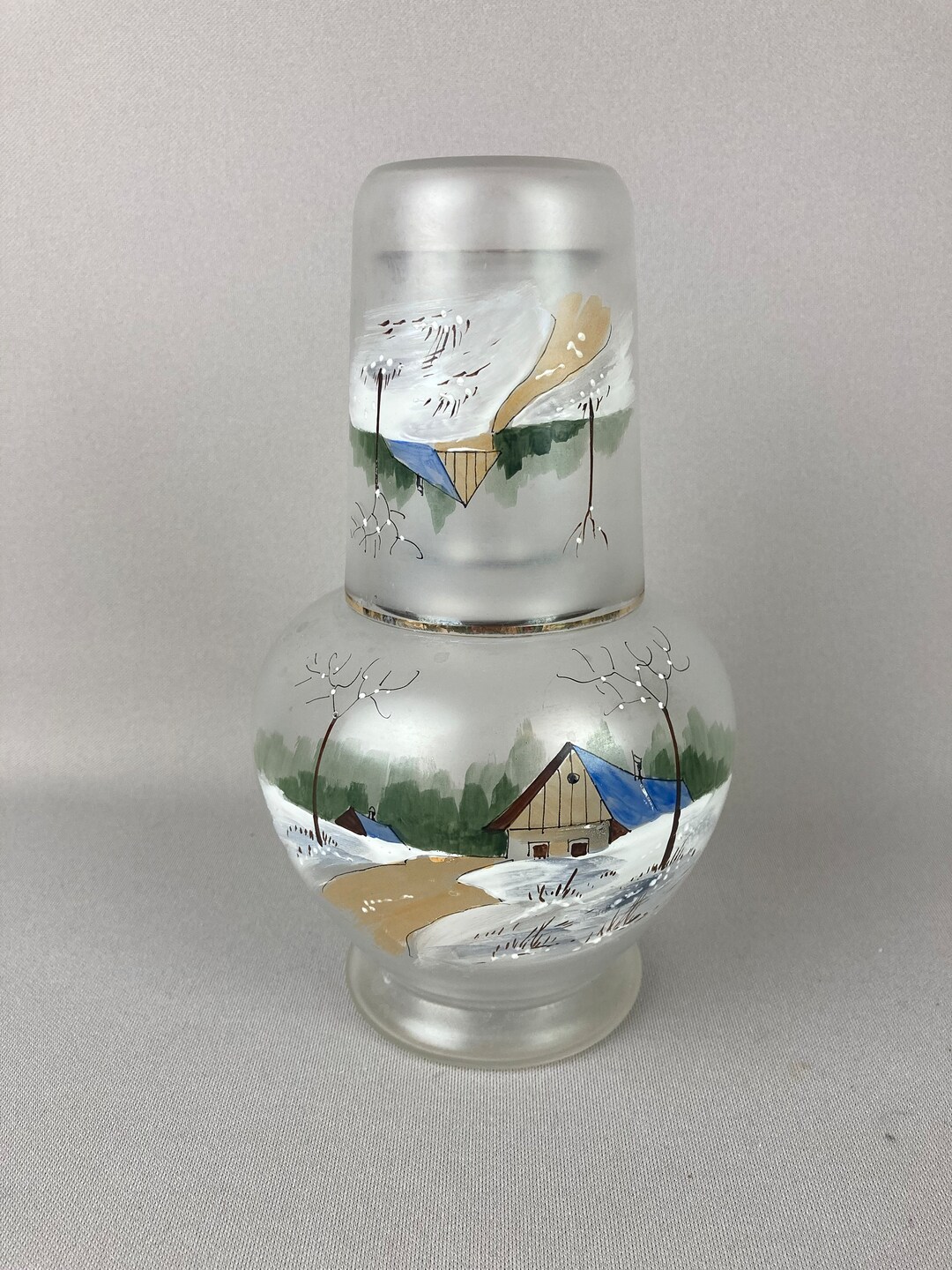 Vintage Tumble-up, Water Decanter With Drinking Glass, Bedside Carafe ...