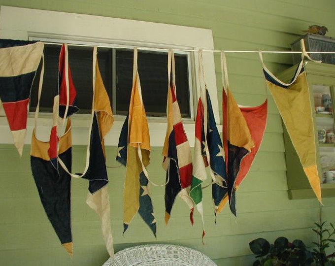 Very Vintage Boat Pennants, Bunting, Flags, 30 Feet Long, Sailing, Regatta Pennants, Nautical Etsy
