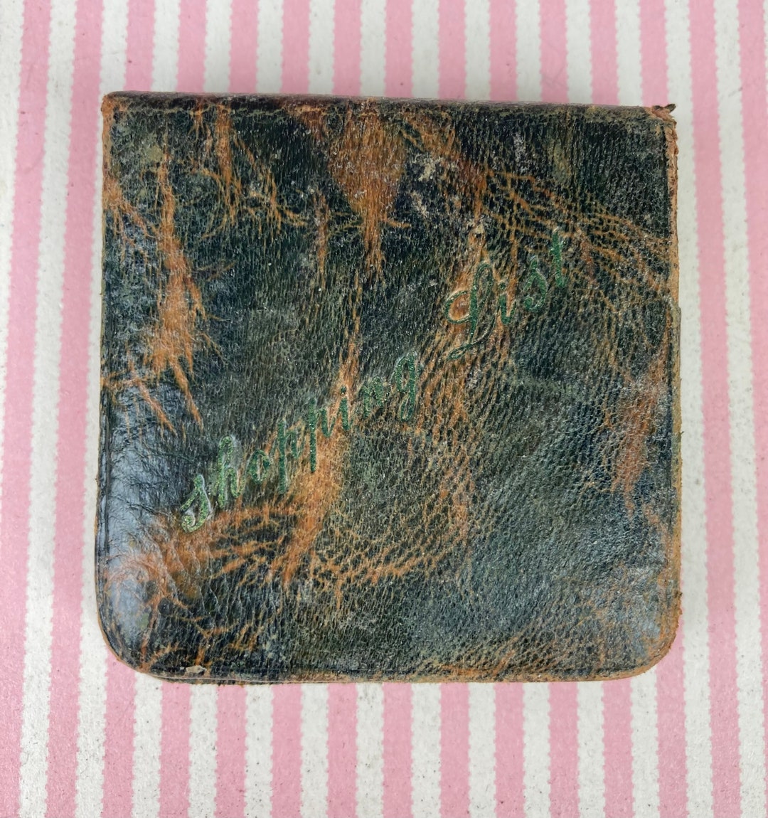 Tiny Antique shopping List Book For Purse Leather Book Tiny Mirror Tiny Antique shopping List Book For Purse Leather Book Tiny Mirror