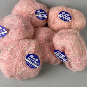 Vintage, 6 Skeins of Yarn, Mohair Blend Yarn, Peachy Pink, Nylon, Wool, Goat Mohair,  Unused Yarn for Knitting, 40 Grams per Skein, 95 Yards
