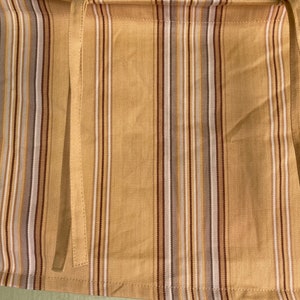 Vintage Curtain Valances, Vintage Pottery Barn, Pair of Valances, Ticking Stripe, Gold, Brown, Gray and Off White, With Ties, 13 1/4 x 44"