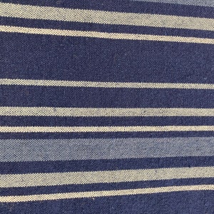 May include: Blue and white striped fabric with a woven texture.