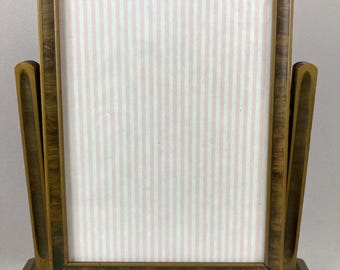 Vintage Picture Frame, Tilting Picture Frame, Antiqued Gold Finish, Wood Frame with Glass, Photo Size 5 3/4 x  7 1/2", Excellent Condition