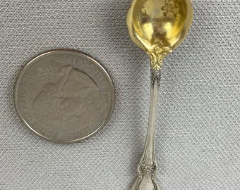 Vintage  Salt Spoon, Individual Salt Spoon, Gorham, "Chantilly" Pattern, Sterling Silver with Gold Washed Bowl, 2 3/8" long
