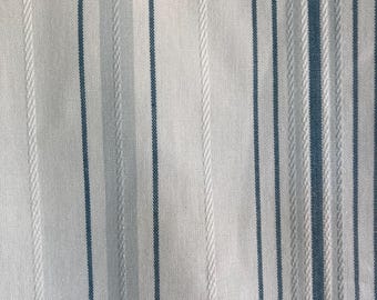 Vintage Shower Curtain, Standard Size, 73 x 73", Restoration Hardware Brand, Lt Greyed Blue and White Stripes, 100" Cotton Fabric, UNUSED