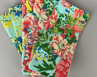 Vintage Table Napkins, Dinner Napkins, Floral Print, Set of 6, April Cornell, 100% Cotton Fabric, Measures  15 x 15 1/2, Quality Napkins
