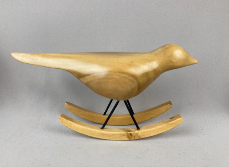 Vintage, Wooden Rocking Bird, Home Decor, Blond Wood,metal Legs, Table ...